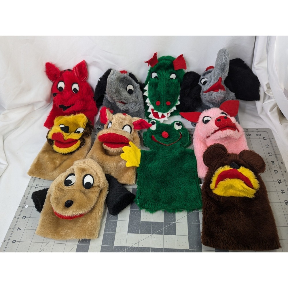 Sheram Hand Puppets Plush Lot of 11 Stuffed Animal Toy